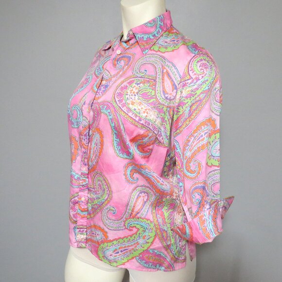 Lauren Ralph Lauren Pink Paisley Button-Down Shirt – Size 1X - Picture 3 of 7